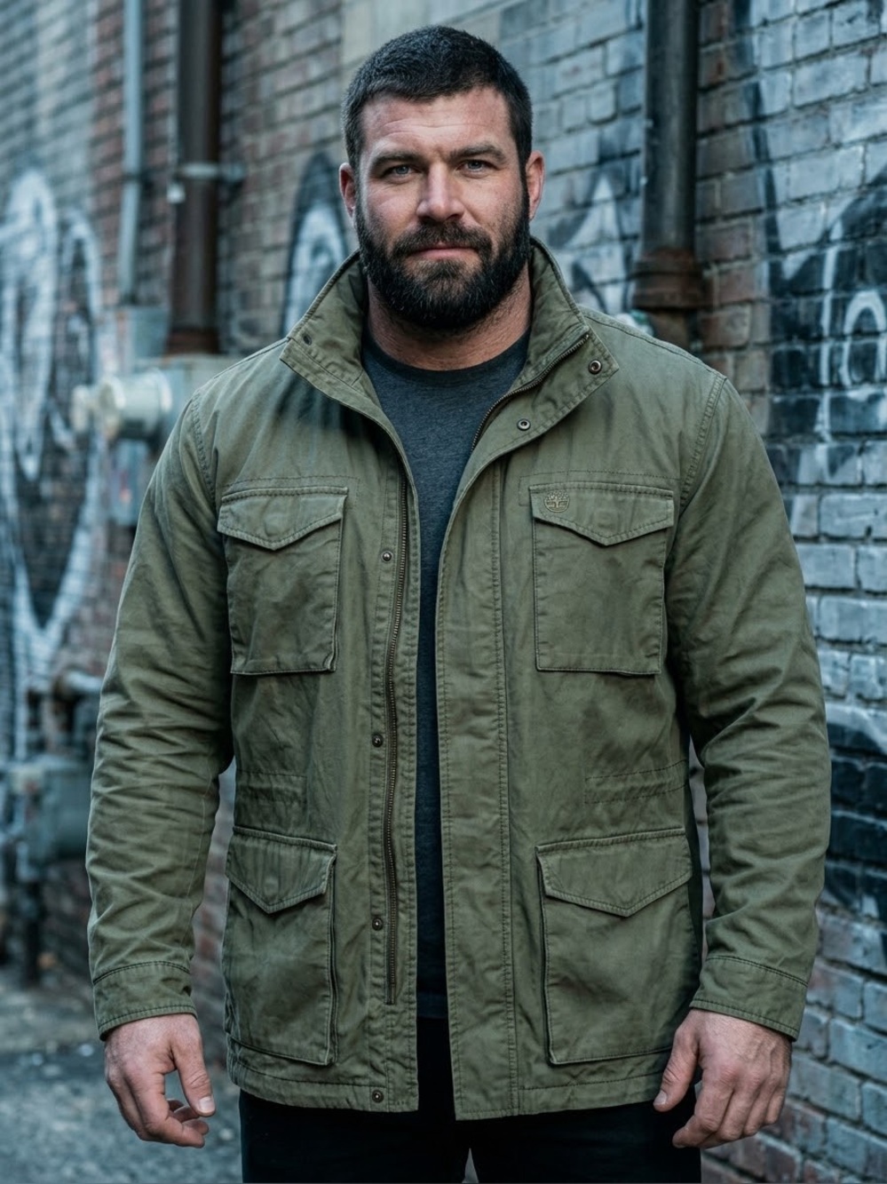 Timberland Large Olive Green Military Field Jacket